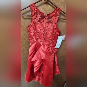 Rare Editions Red Floral Kids Dress